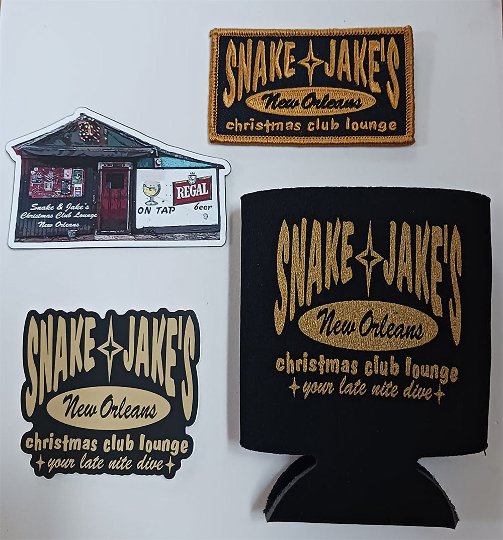 SNAKE & JAKE'S PATCH, MAGNET,STICKER, CAN COOLER PACK . FREE SHIPPING FOR THIS ITEM!