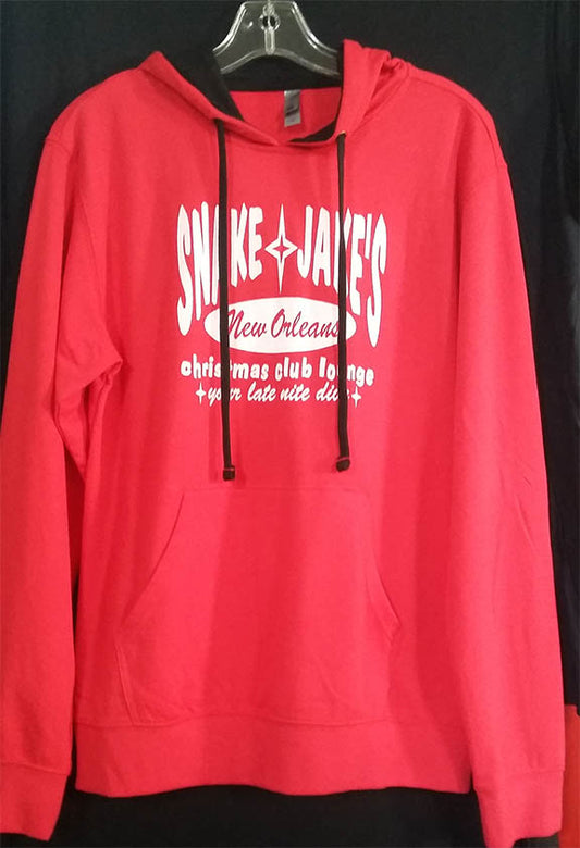 SNAKE & JAKE'S LIGHTWEIGHT RED UNISEX FRENCH TERRY  HOODIE W/BLACK INSIDE HOOD