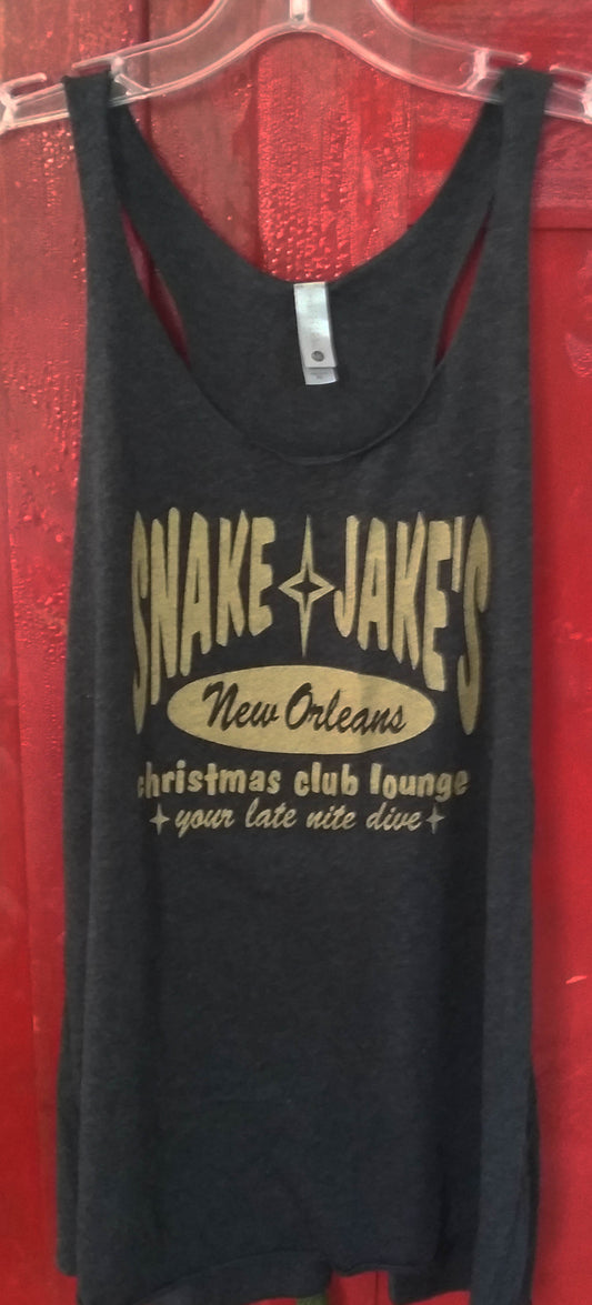 SNAKE AND JAKE'S WOMEN'S BLACK AND GOLD RACERBACK TANK