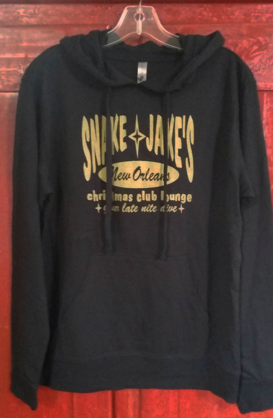 SNAKE AND JAKE'S BLACK AND GOLD UNISEX LIGHTWEIGHT FRENCH TERRY HOODIE