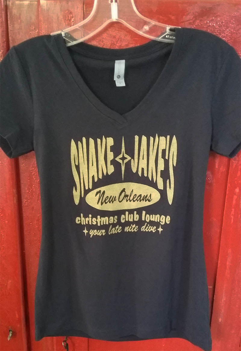 SNAKE AND JAKE'S WOMEN'S BLACK AND GOLD SUEDED V NECK