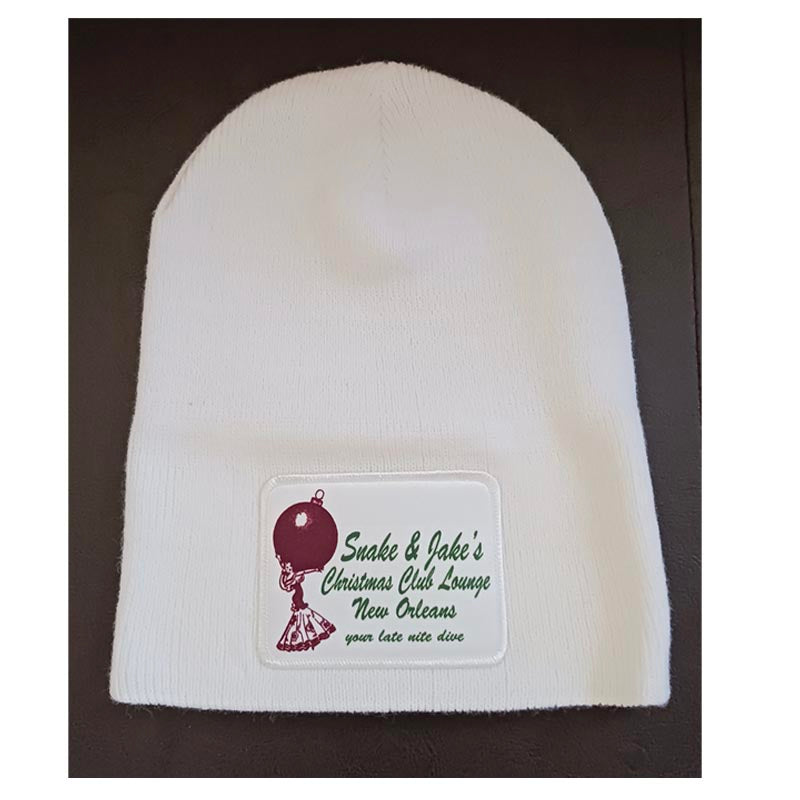 SNAKE & JAKE'S WHITE BEANIE W/  RETRO LADY ORNAMENT PATCH