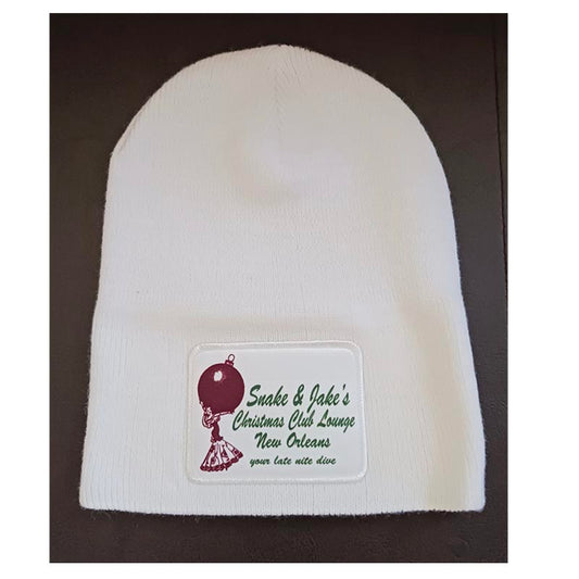 SNAKE & JAKE'S WHITE BEANIE W/  RETRO LADY ORNAMENT PATCH