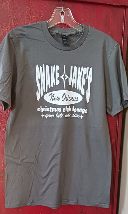 SNAKE AND JAKE'S  UNISEX CHAROCOAL GREY WITH WHITE LOGO CREW NECK TEE